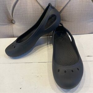 Crocs Womens Kadee 11215 Rubber Slip On Black Ballet Flat Size US 7